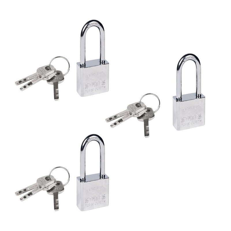 Lucchetto Rettangolare Antiscasso In Acciaio - Con 3 Chiavi, Sicuro E Resistente - Foto 3