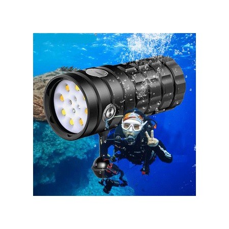 Torcia led subacquea 25000 lumen manico 100 m immersioni escursioni diving Sub