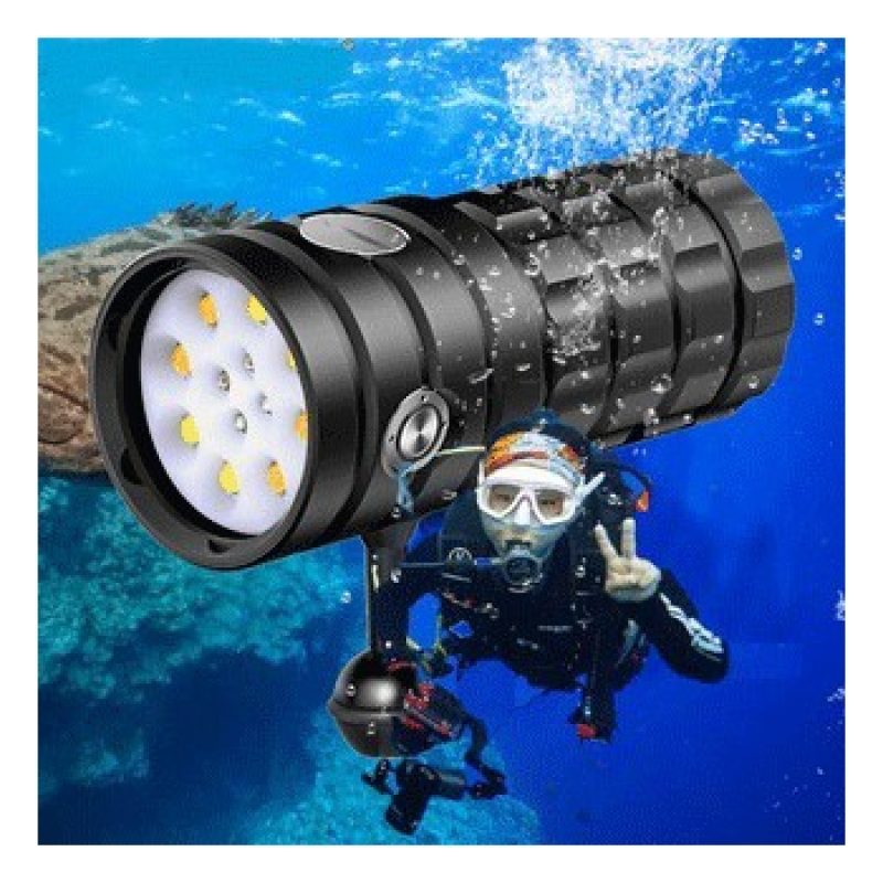 Hongu Torcia led subacquea 25000 lumen manico 100 m immersioni escu...