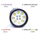 Torcia led subacquea 25000 lumen manico 100 m immersioni escursioni diving Sub