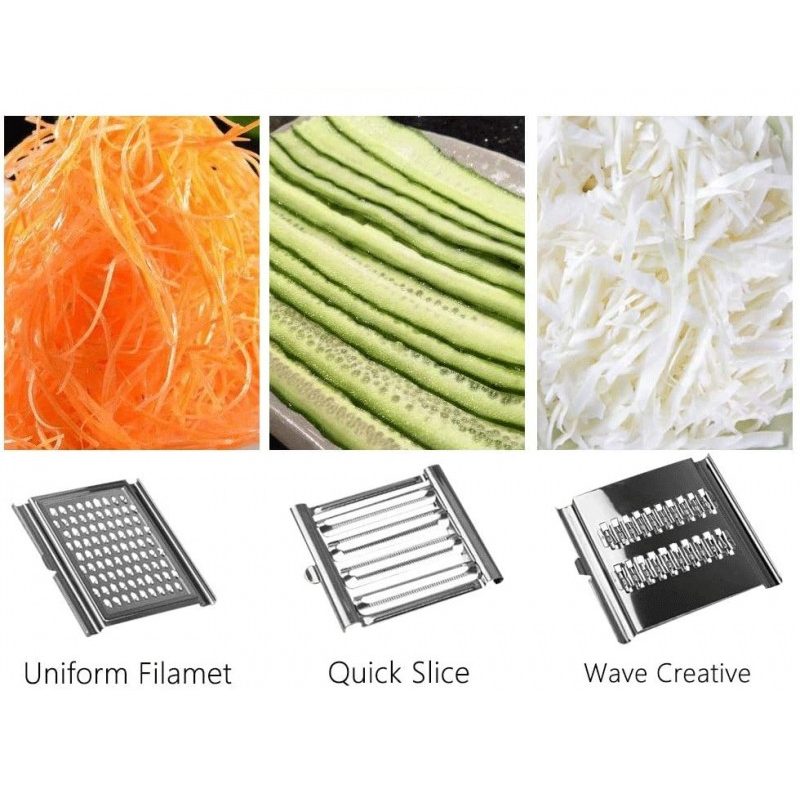 Grattugia manuale acciaio 3 in 1 Formaggio Verdura Lame Affettatric...