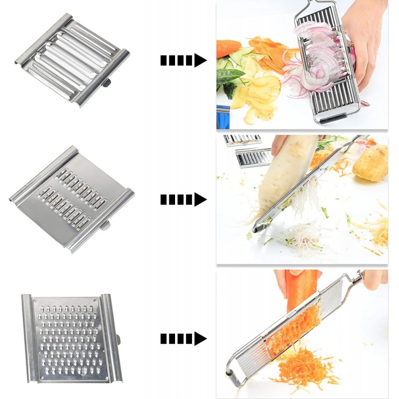Grattugia manuale acciaio 3 in 1 Formaggio Verdura Lame Affettatric...
