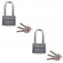 2x Lucchetto arco 3 chiavi Antiscasso Corazzato Catenaccio Acciaio Sicurezza 5cm