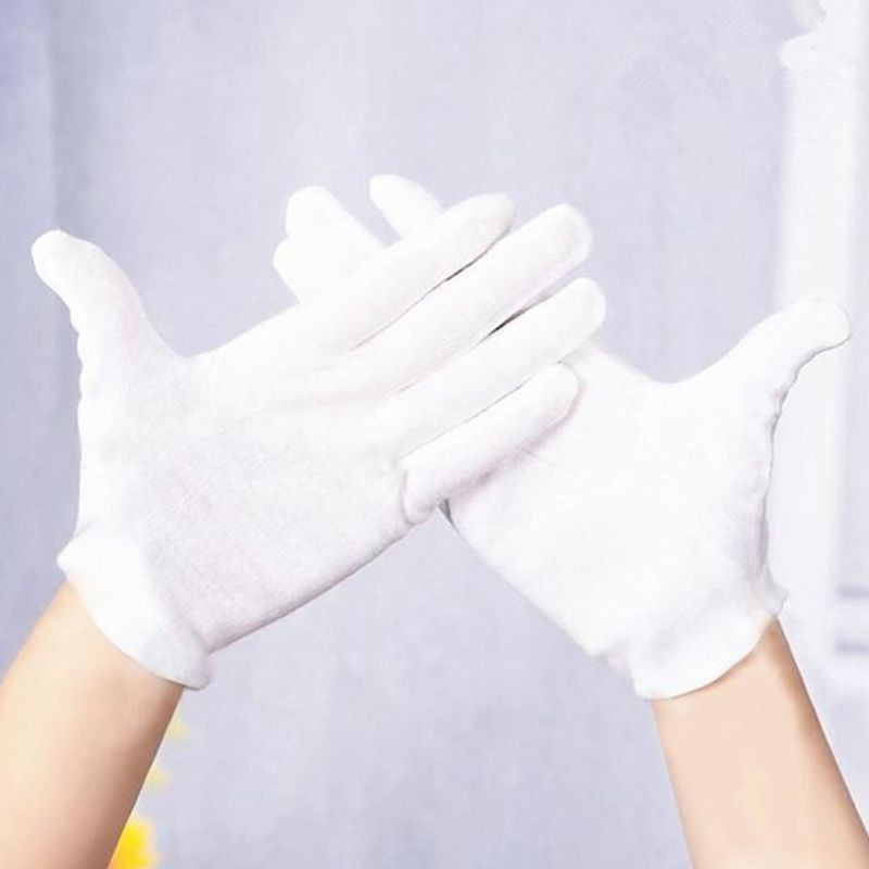 Hongu 24 PAIA GUANTI COTONE BIANCHI CAMERIERI BIOLOGICA LAVORO DIAM...