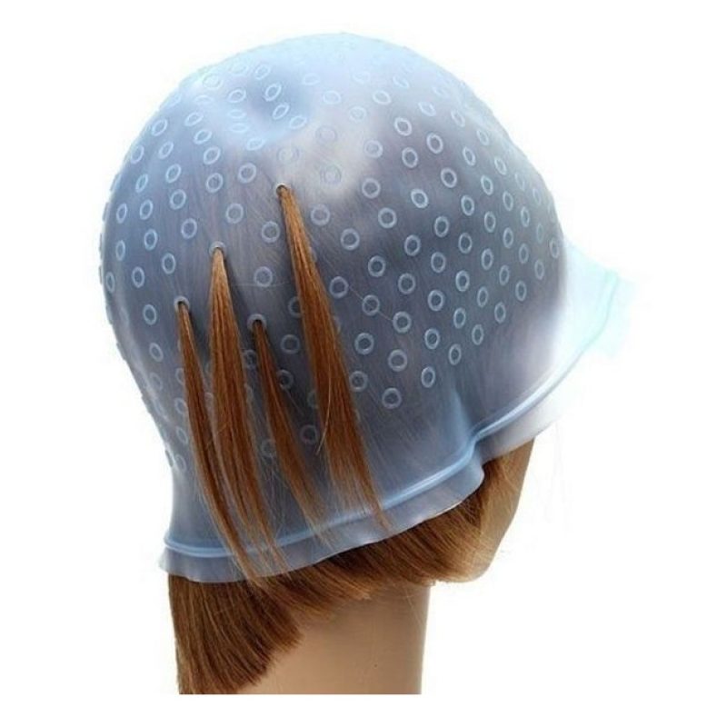 Cuffia per capelli per meches colorazione punte forata completa di uncinetto