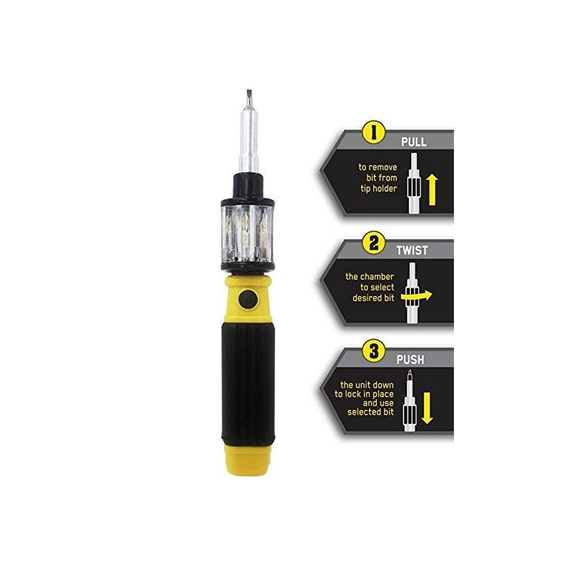 Cacciavite con punte intercambiabili con punta calamitata 6in1