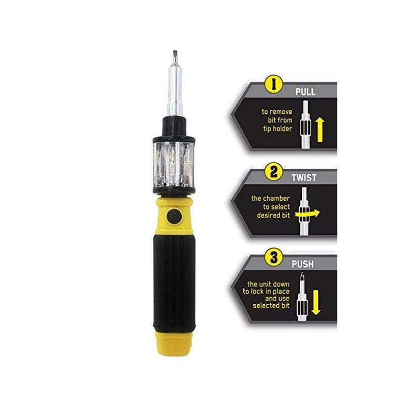 Cacciavite con punte intercambiabili con punta calamitata 6in1