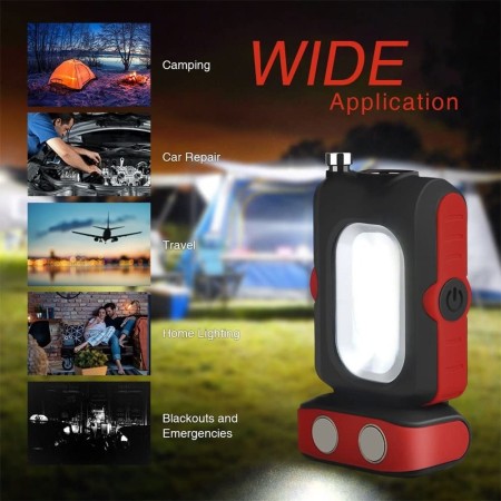 Lampada lavoro LED magnetica ricaricabile portatile officina COB Gancio Torcia