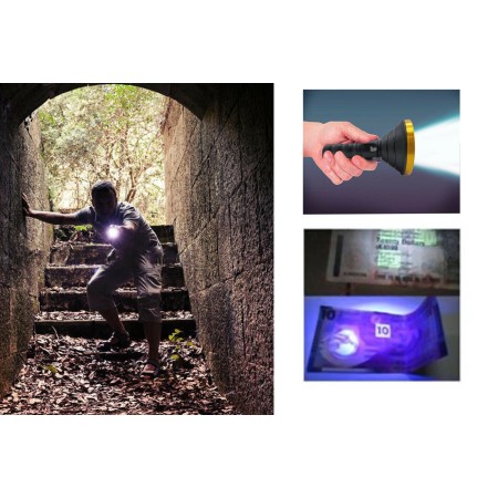 Torcia LED UV Multifunzione Ricaricabile Luce Portatile USB Pesca Lampada Lavoro