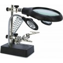 Lente d'ingrandimento Lampada 5 LED da tavolo Pinze Luce Saldatore Terza mano