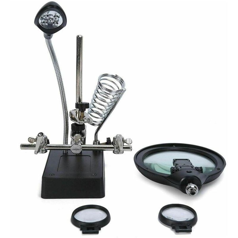 Hongu Lente d'ingrandimento Lampada 5 LED da tavolo Pinze Luce Sald...