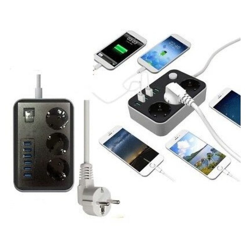 Hongu Ciabatta Multipresa 6 USB Universale Interruttore caricatore ...