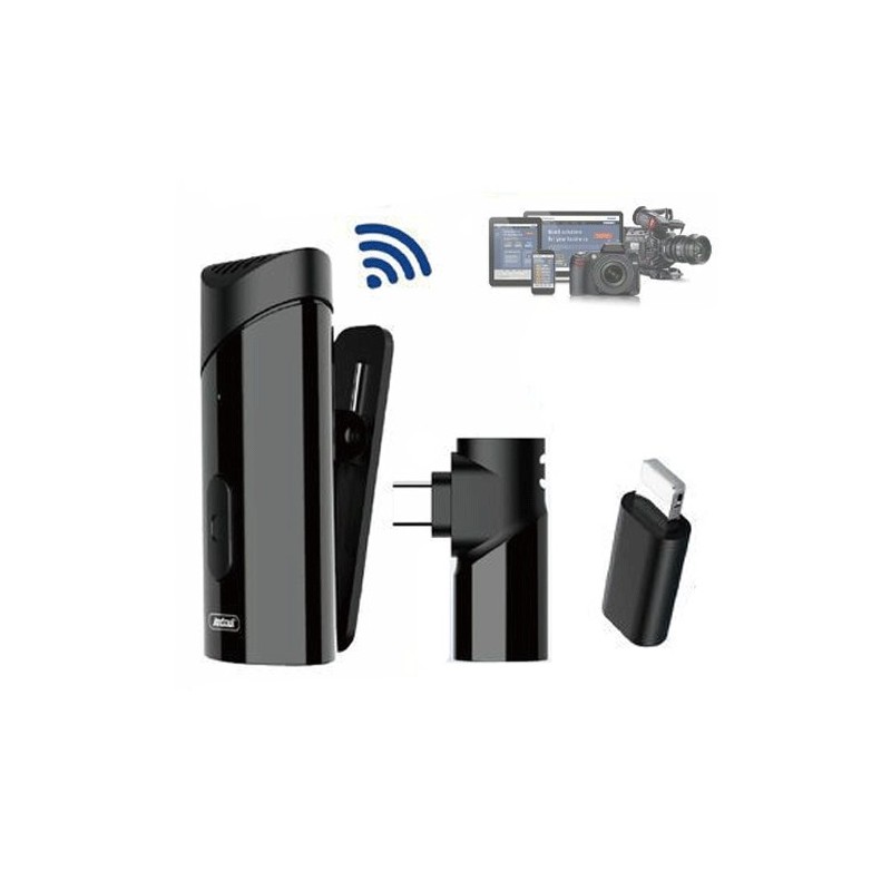 MICROFONO WIRELESS 2.4 GHZ CLIP ON TYPE C CELLULARE TABLET RIDUZIONE RUMORE