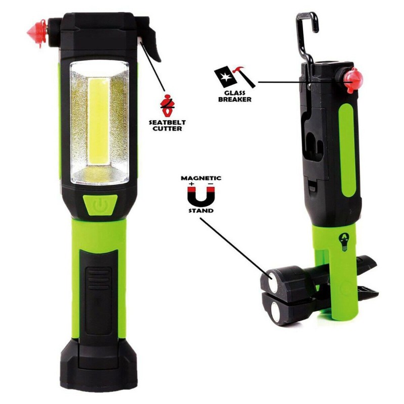 Hongu TORCIA LAMPADA LAVORO LED COB MARTELLO OFFICINA MAGNETICO TAG...