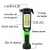 Hongu TORCIA LAMPADA LAVORO LED COB MARTELLO OFFICINA MAGNETICO TAG...