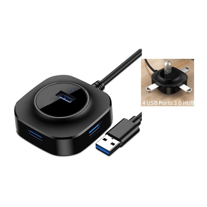 Hub USB 3.0 4 Porte Sdoppiatore Multi 5 Gbps Nero Notebook Adattatore Porta 2 3