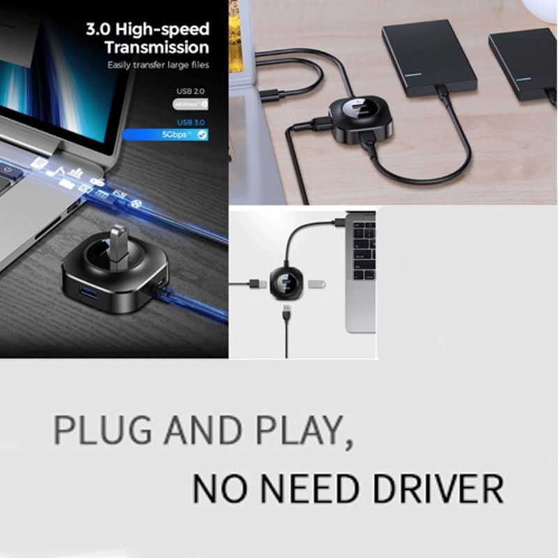Hongu Hub USB 3.0 4 Porte Sdoppiatore Multi 5 Gbps Nero Notebook Ad...