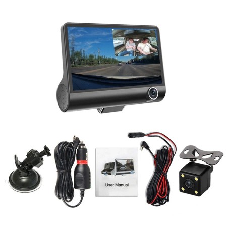 Telecamera videocamera per auto Full HD 1080p DVR monitor LCD DASH CAM 3 lenti