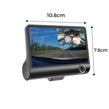 Telecamera videocamera per auto Full HD 1080p DVR monitor LCD DASH CAM 3 lenti