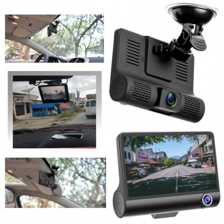 Telecamera videocamera per auto Full HD 1080p DVR monitor LCD DASH CAM 3 lenti