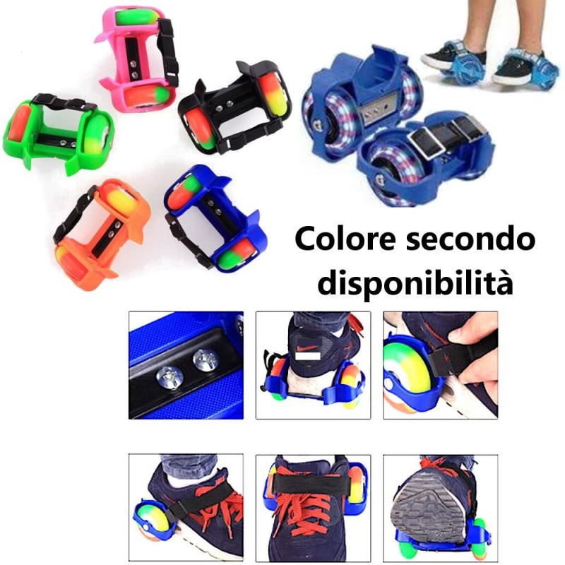 Pattini rotelle luminosi LED regolabili estensibili rollerblade roller 2 ruote
