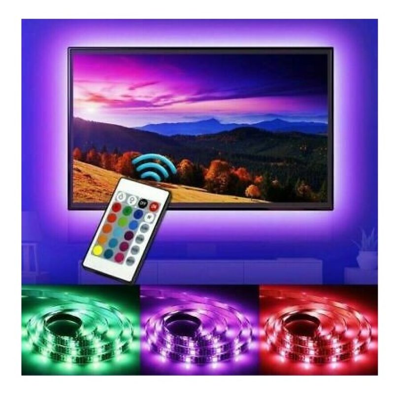 Hongu TV STRISCIA STRIP LED USB RGB RETROILLUMINAZIONE 3M BOBINA LU...