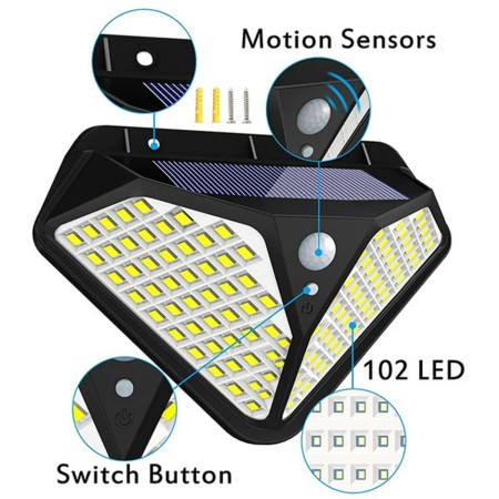 LAMPADE SOLARE DA ESTERNO SMD LED FARO GIARDINO FARETTO PANNELLO SENSORE IP65