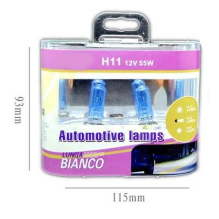 COPPIA FARI LAMPADINE ALOGENE AUTO ATTACCO H11 55W  BIANCO 5500K ALTA LUMINOSITA