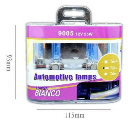 COPPIA FARI LAMPADINE ALOGENE AUTO ATTACCO 9005 BIANCO 5500K ALTA LUMINOSITA 55W