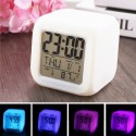 Cubo Orologio Sveglia Digitale Luce LED Multi Colore Termometro Data Bianco