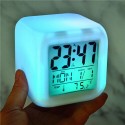 Cubo Orologio Sveglia Digitale Luce LED Multi Colore Termometro Data Bianco