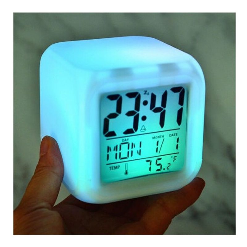 Hongu Cubo Orologio Sveglia Digitale Luce LED Multi Colore Termomet...