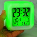 Cubo Orologio Sveglia Digitale Luce LED Multi Colore Termometro Data Bianco