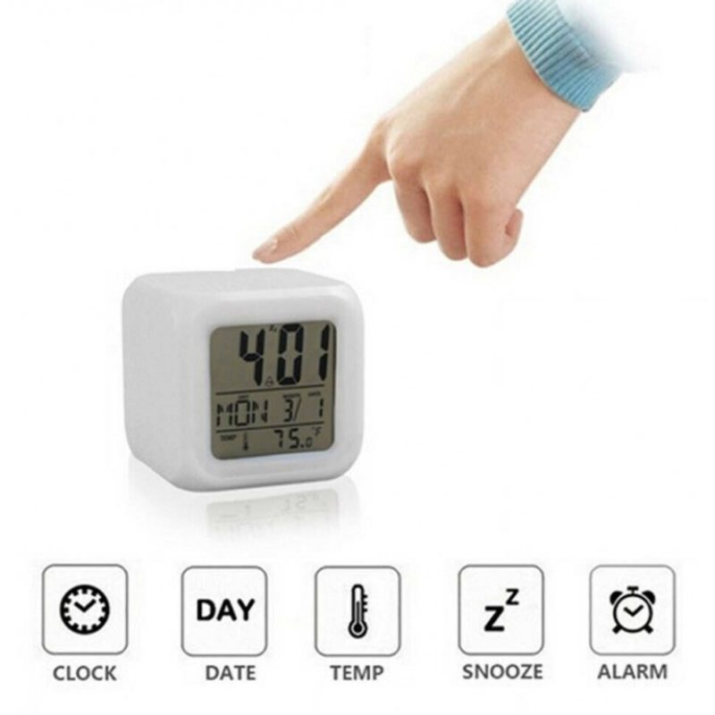 Hongu Cubo Orologio Sveglia Digitale Luce LED Multi Colore Termomet...