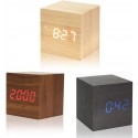 Cubo Orologio Sveglia Digitale Con Luce LED Termometro Data Legno Display tavolo