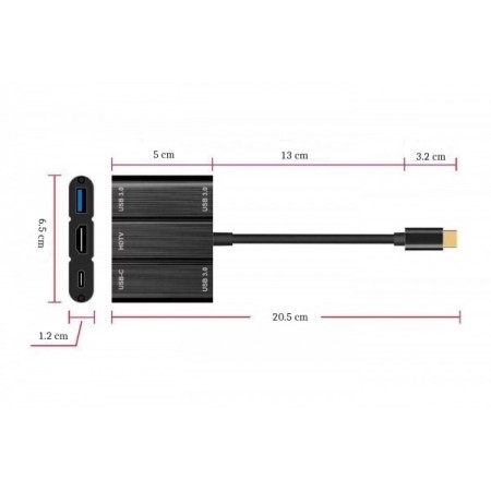 ADATTATORE Hub USB-C tipo C CAVO USB 3.0 HDMI 4K MacBook PC NOTEBOOK connettore