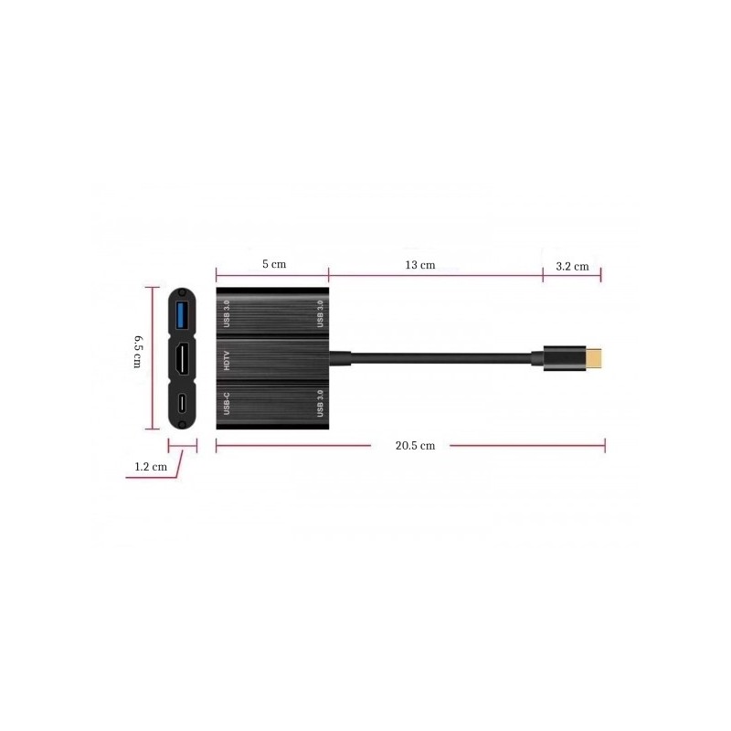 Hongu ADATTATORE Hub USB-C tipo C CAVO USB 3.0 HDMI 4K MacBook PC N...