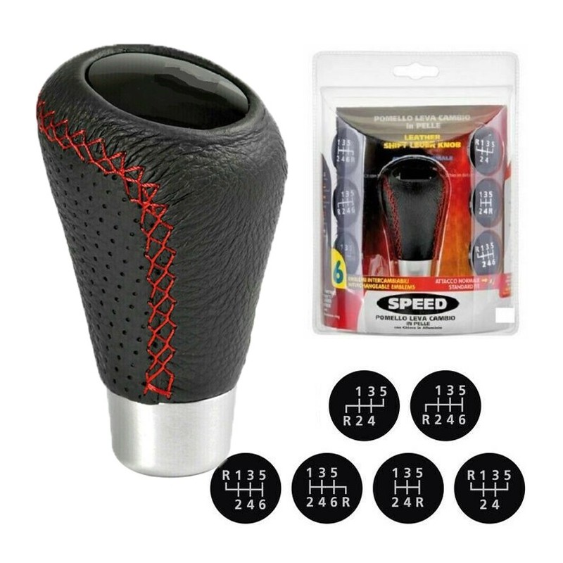 Pomello per auto camper caravan e furgoni in pelle universale con emblema emblemi intercambiabili