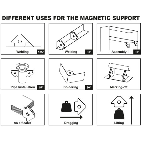 SQUADRA MAGNETICA PER SALDATURA POSIZIONATORE SUPPORTO ANGOLARE CALAMITA 22 KG