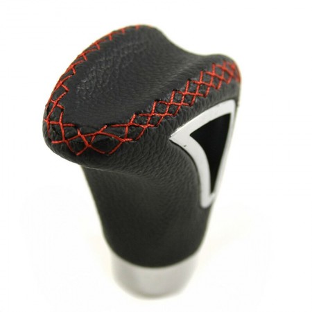 POMELLO LEVA CAMBIO MARCE AUTO NERO SIMIL PELLE UNIVERSALE SPORTIVO BASE METALLO