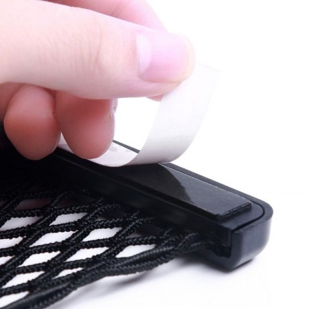 Tasca adesiva porta oggetti rete elasticizzata e plastica da auto porta telefono
