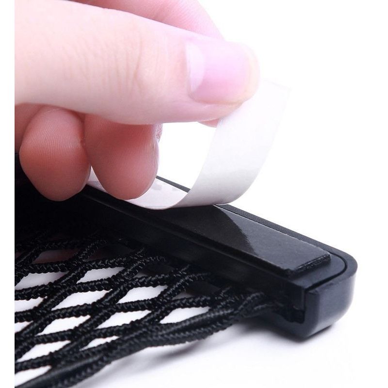 Tasca adesiva porta oggetti rete elasticizzata e plastica da auto porta telefono