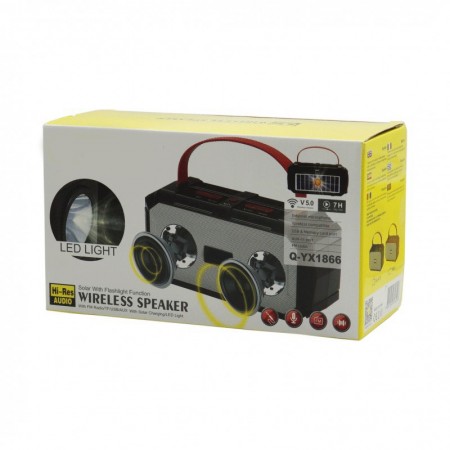 CASSA PORTATILE CON RADIO FM USB SD BLUETOOTH SMARTPHONE SPEAKER PC LED SOLARE