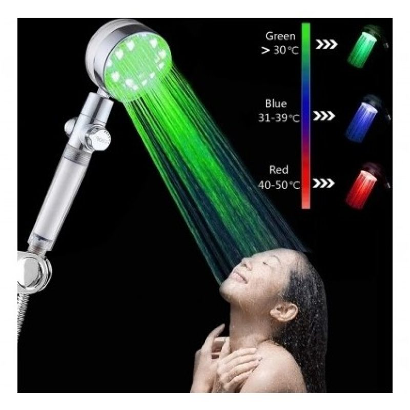 SOFFIONE DOCCIA LED COLORATO DOCCINO BAGNO DOCCETTA LUMINOSO BRACCI...