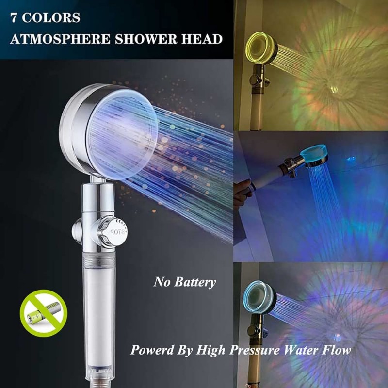 SOFFIONE DOCCIA LED COLORATO DOCCINO BAGNO DOCCETTA LUMINOSO BRACCI...