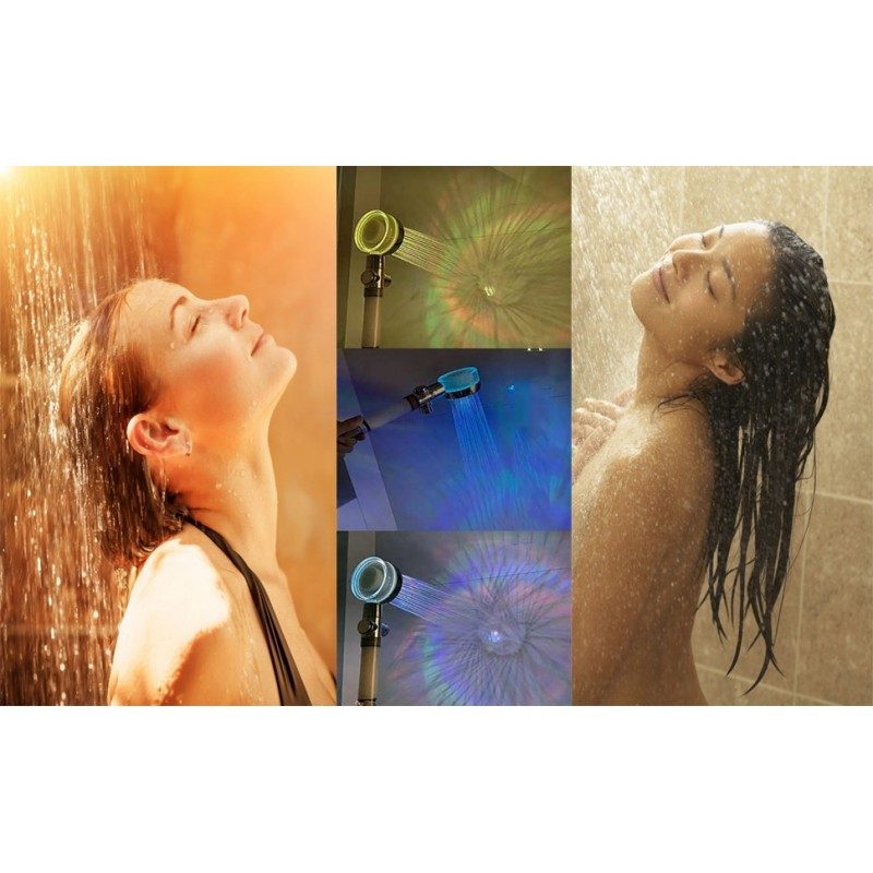 SOFFIONE DOCCIA LED COLORATO DOCCINO BAGNO DOCCETTA LUMINOSO BRACCI...