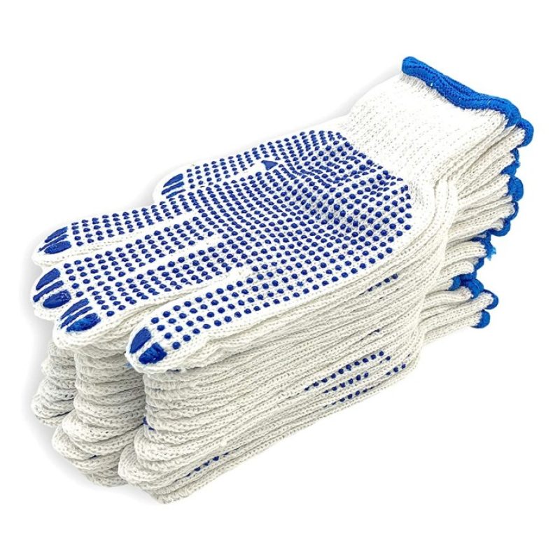 12 PAIA GUANTI DA LAVORO PROFESSIONALI GIARDINO BIANCO COTONE GOMMA...