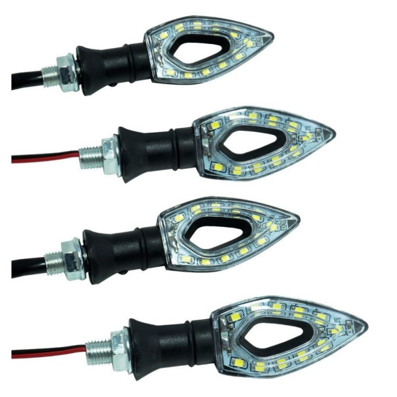4x frecce moto universali LED indicatori direzione luce ambra gialla tuning