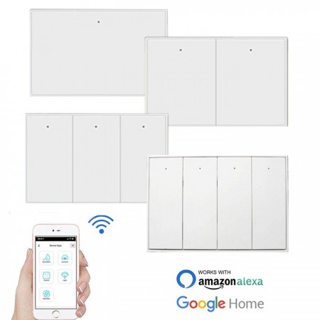 INTERRUTTORE SMART WIFI AMAZON ALEXA GOOGLE SWITCH INTELLIGENTE 1/2/3/4 GANG