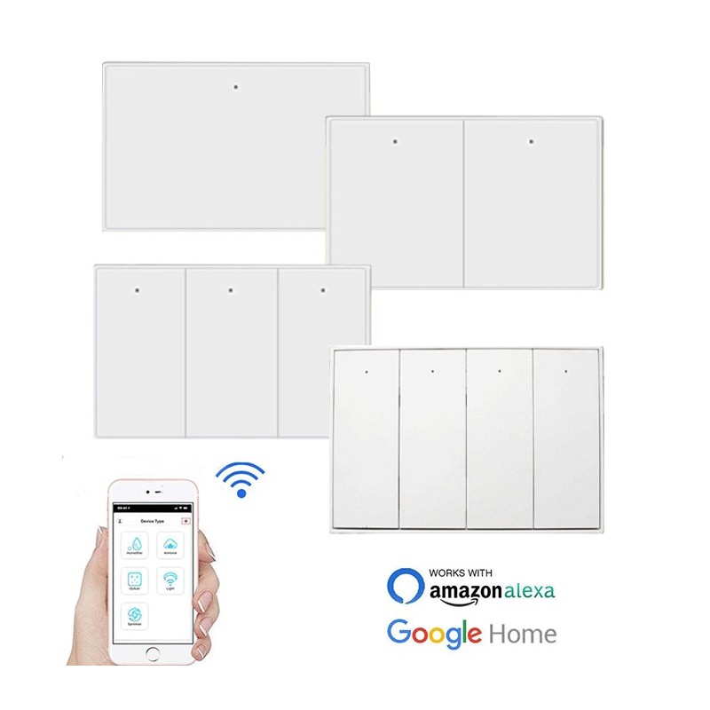 INTERRUTTORE SMART WIFI AMAZON ALEXA GOOGLE SWITCH INTELLIGENTE 1/2/3/4 GANG